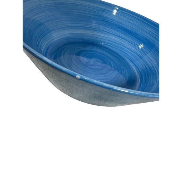 Gibson Everyday Blue Swirl Hand Painted Serving Bowl 8 7/8" Diameter - Picture 2 of 9